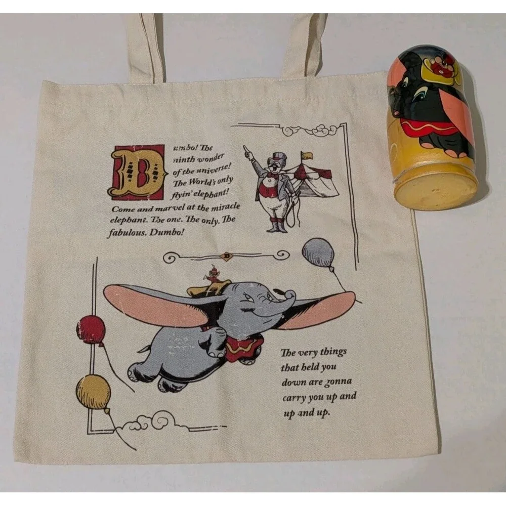 Disney Classics Dumbo Tote Bag NWT & Matryoshka Nesting Doll 2pc Lot